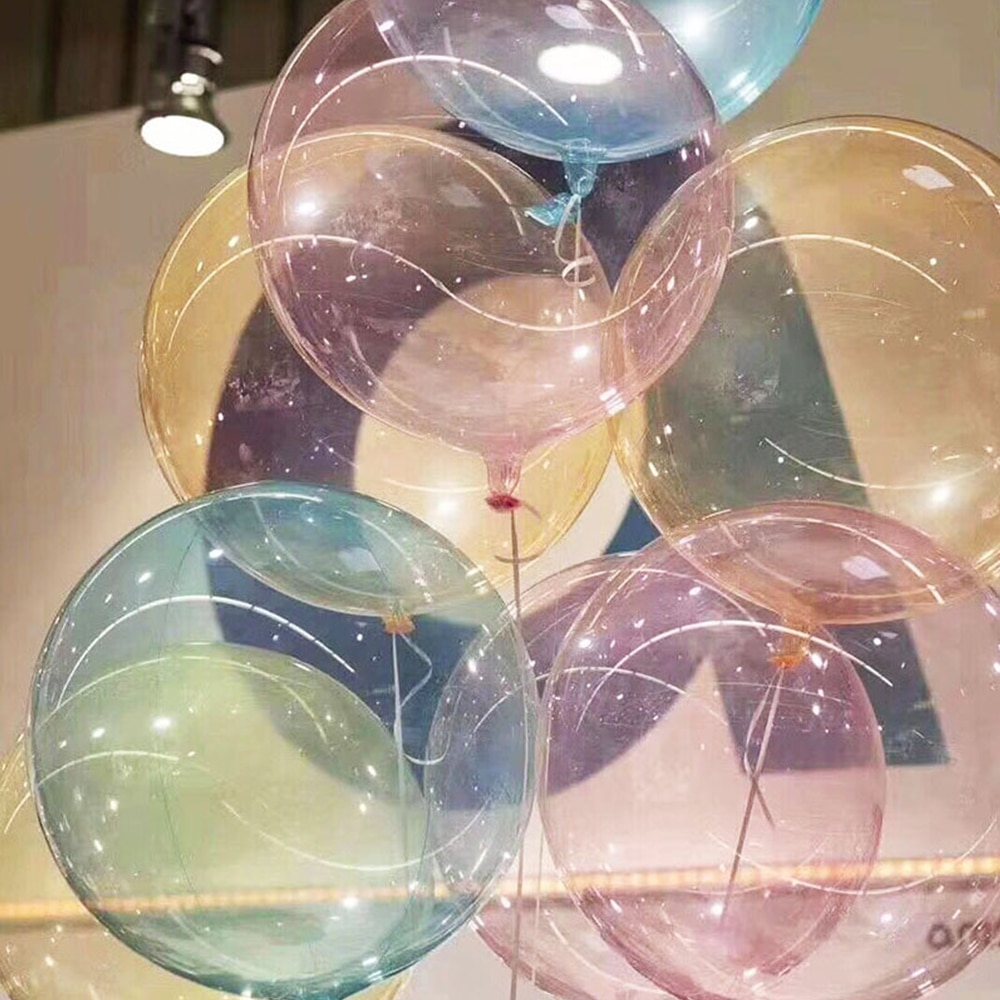 Globos de PVC transparentes sin arrugas de burbuja rosa y azul de 18 pulgadas, globos inflables de helio para decoración de fiestas, bodas o eventos