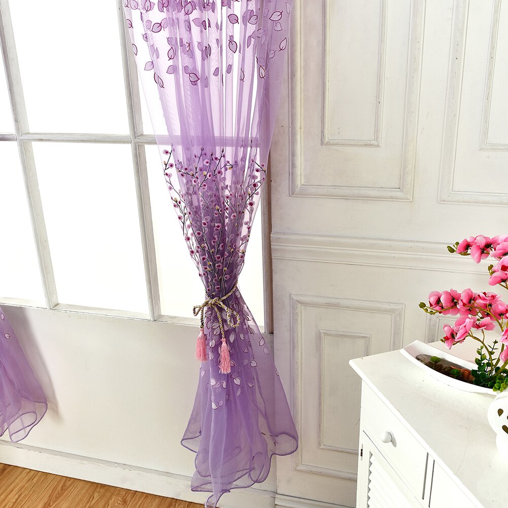 2m Window screening balcony finished product burnout flower tulle curtain for living room kitchen curtains