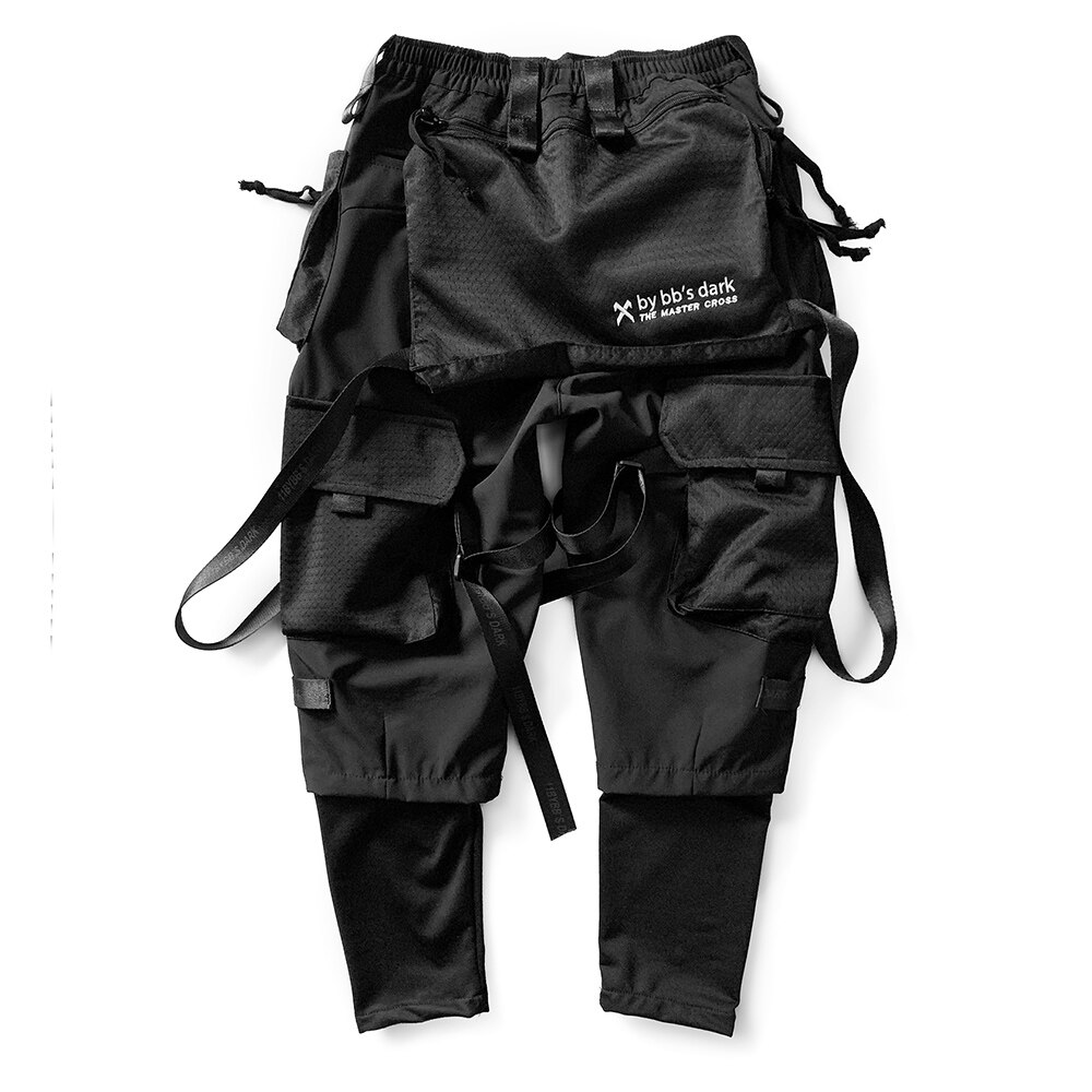 Techwear cargo bukser mænd sort japansk streetwear jogger