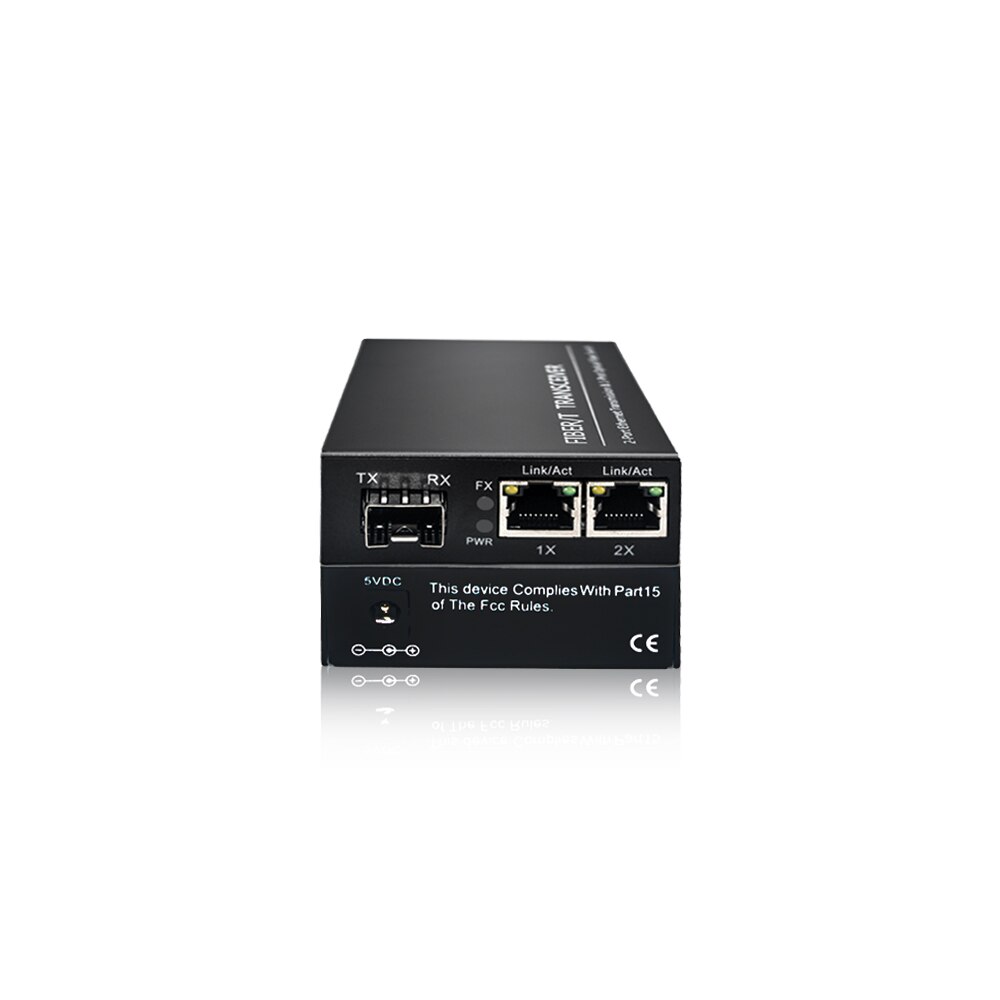 Gigabit 1 Sfp 2 RJ45 Ethernet Media Converter Met Sfp Fiber Poort. 10/100/1000Mbps Sfp Media Converter/Fiber Transceiver