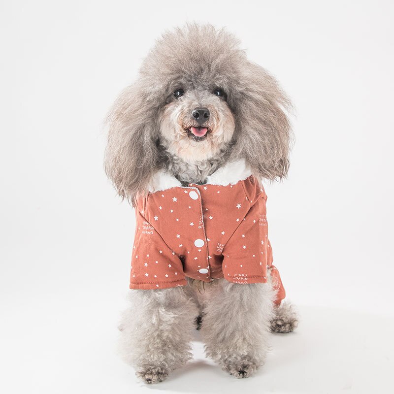 Autumn and Winter Dog Clothes with Small Rabbit Ears Cartoon Small Dog Clothes Outwear Thick Warm Four-legged Cotton Coat