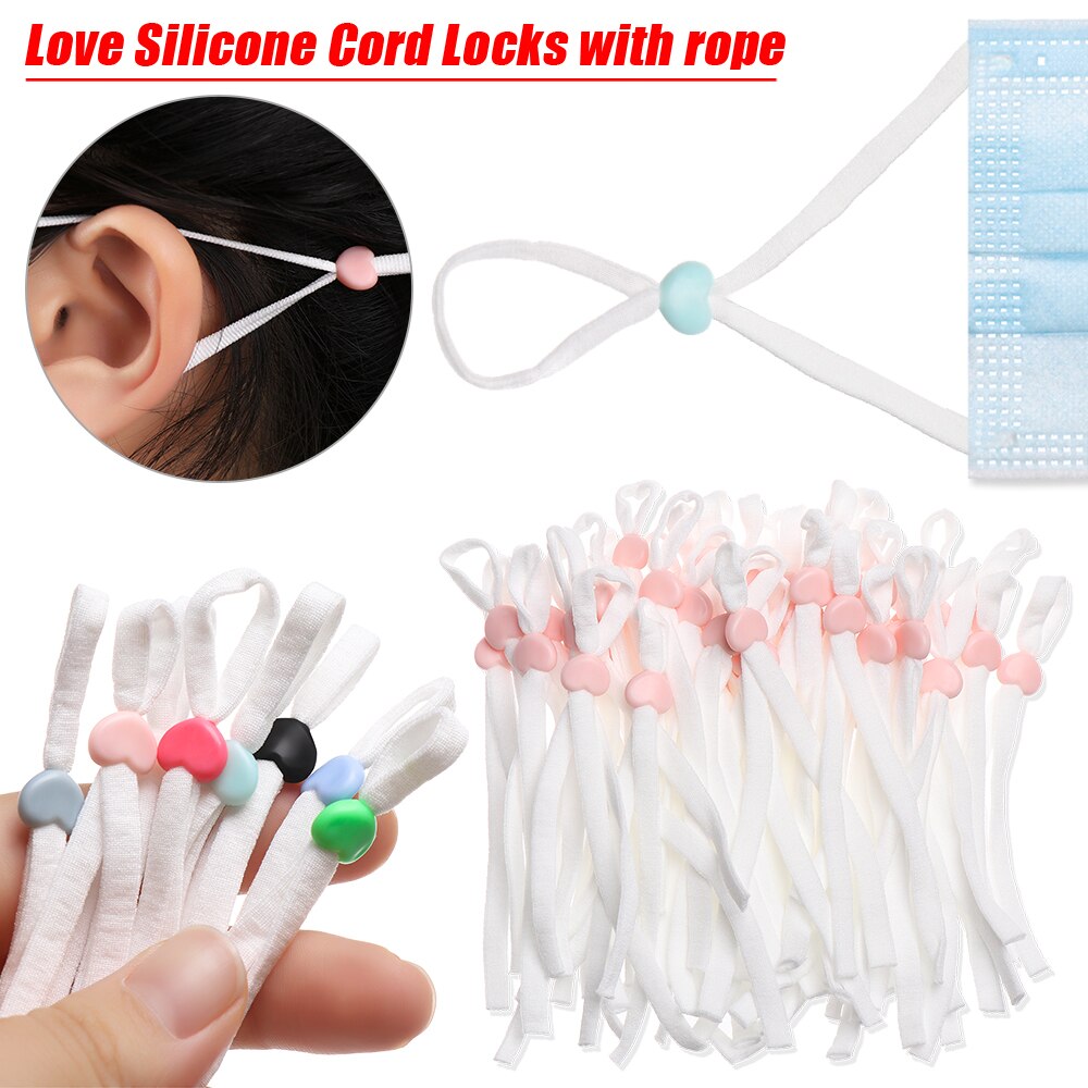 Cordones de silicona antideslizantes con hebilla del acollador, accesorios para mascarillas, amor, novedad, 50 Uds.
