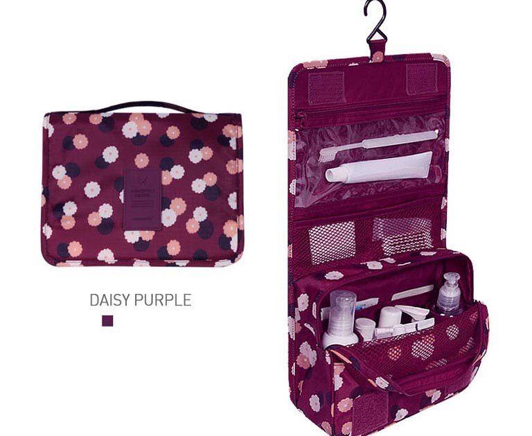 organ paragraph Make up bag Hanging Cosmetic Bags Waterproof Large Travel Beauty Cosmetic Bag Personal Hygiene: Wine red flowers