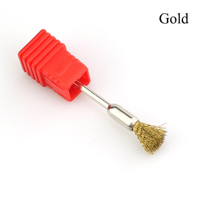 Eruika 1pc gyldne kobbertråd neglebor rengøringsbørste til elektriske manicure bor bit renere bærbart værktøj sølv ståltråd: 01