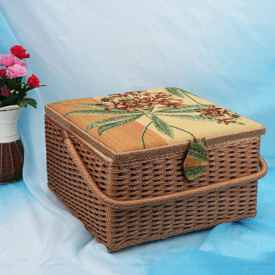 Boîte de couture européenne Super-Large | Mallette de rangement, outil de tricot fait à la main pour ménage, broderie, fournitures de broderie