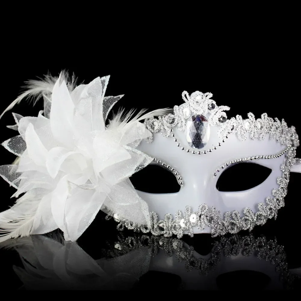 Tanz Party Diamant venezia nische Maske Feder Blume Hochzeit Karneval Leistung Kostüm sexy Dame Maske Maskerade Weihnachten: Grün