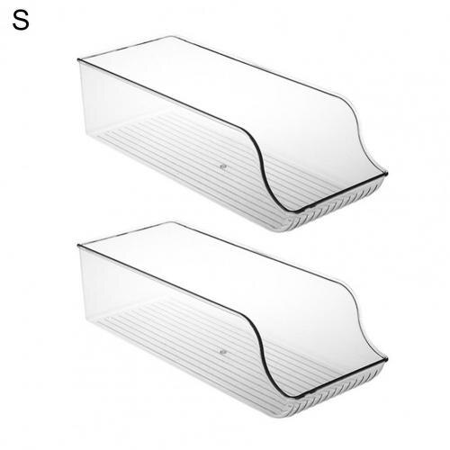 2Pcs Multifunctional Refrigerator Storage Box Transparent Plastic Arc DesignBeer Wine Bottle Storage Rack for Home: S