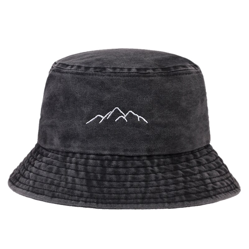 Cotton Wild Bucket Hat Mountain Range Printed Bucket Hats Summer Fisherman's Hat Women Men Fisherman Hats Fishing Hats: Dark Grey