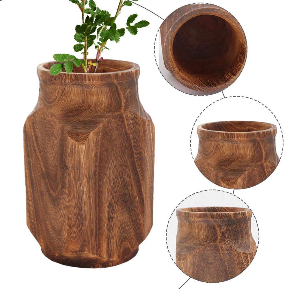 Living Room Tabletop Party Japanese Style Home Decor Centerpiece Office Wood Vase Freestanding Retro Wedding Flower Pot