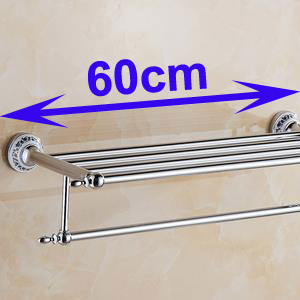 Luxury Towel Rack Wall Mounted Bathroom Accessories Set Ceramic Stainless Steel Bath Hardware Sets Chrome Toilet Brush Holder
