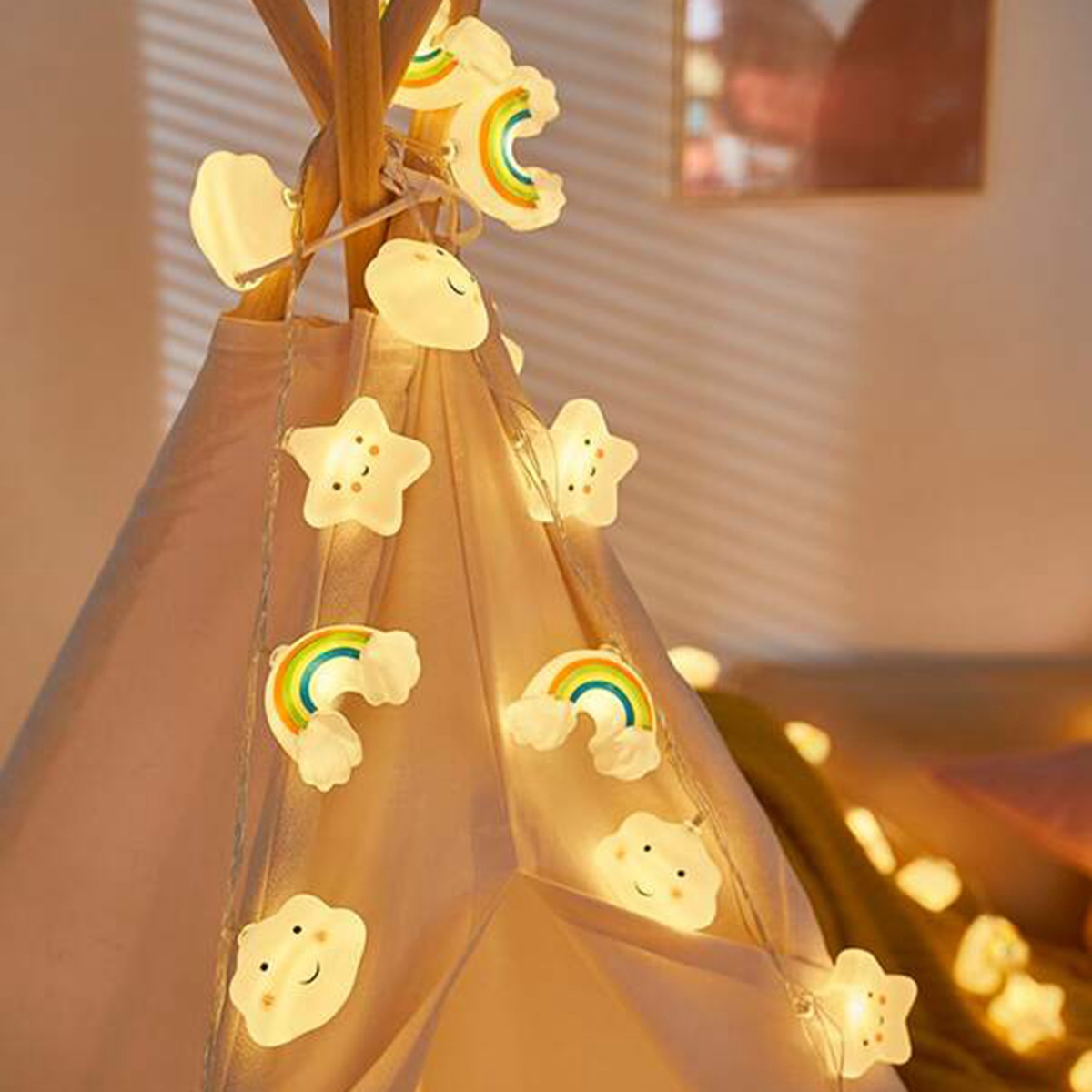 1 Pack Regenbogen & Stern & Wolke Lichterketten LED Dekorative Lichterkette Batteriebetriebene Lichter Funkeln Lichter Für Party Schlafzimmer Dekor