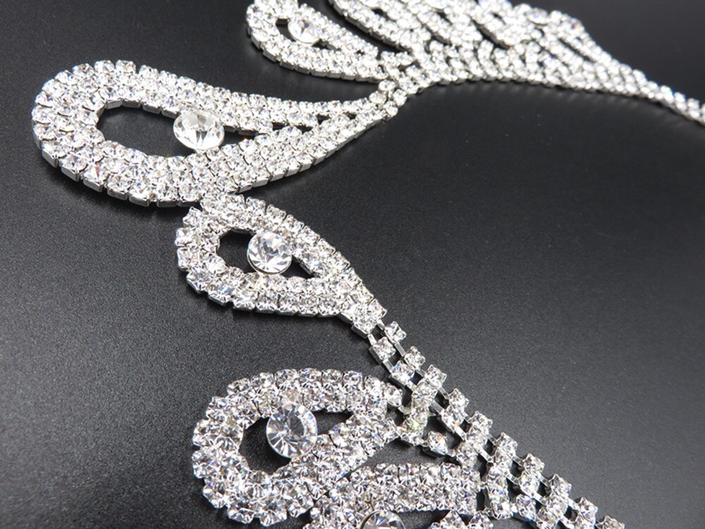 Trendy Female White Crystal Jewelry Set Charm Silver Color Dangle Earring For Women Dainty Round Zircon Wedding Chain Necklace