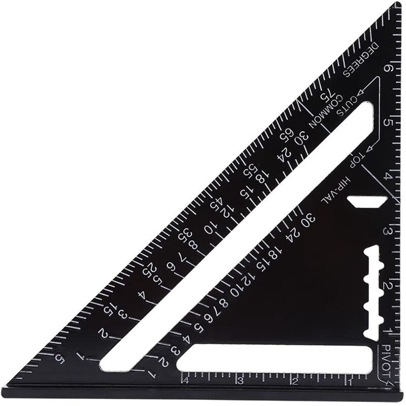 7 Inch Speed Square Layout Tool Aluminum Alloy Triple-Cornered Ruler Precise Measuring Tool For Woodworking Engineer