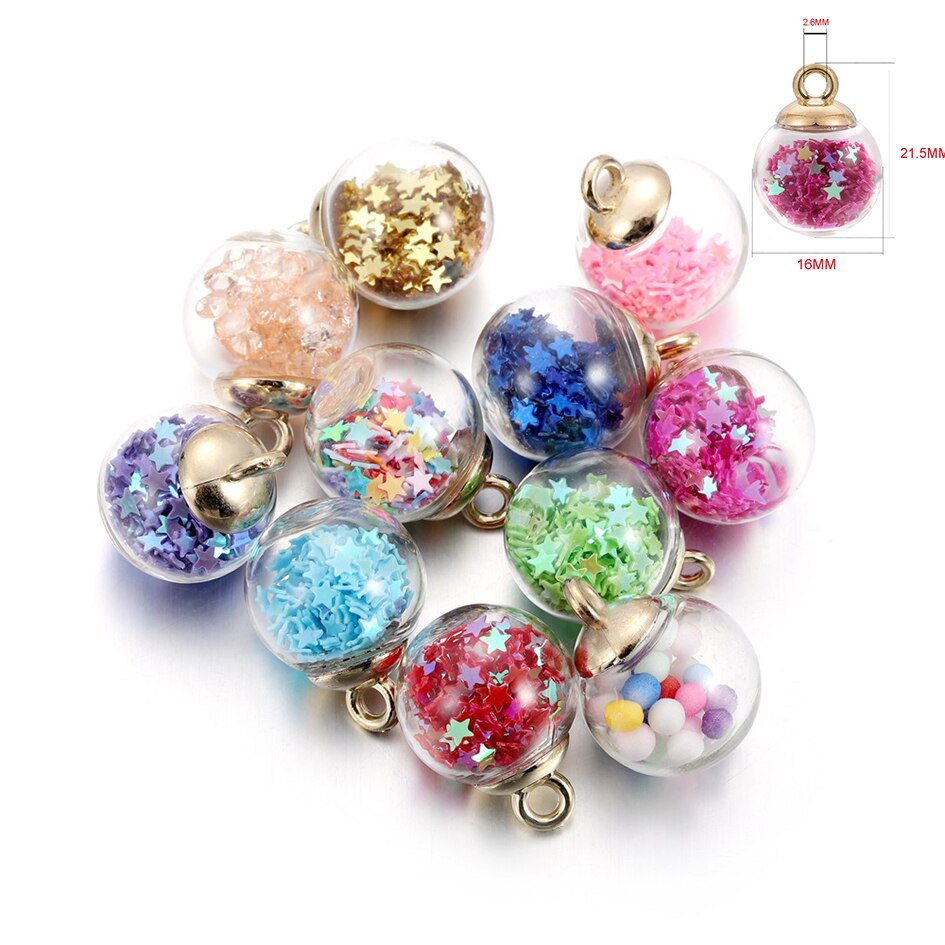 Lote de 10 unidades de adornos de perla de resina en miniatura para té de la leche, colgantes Boba, abalorios de botella para Llavero artesanal, joyería, accesorios para manualidades: Mix ball or star