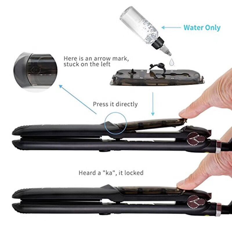 hair Salon Steam Styler Ceramic Steam Straight Hair With Argan Oil And Water Flat Iron Straighter Iron