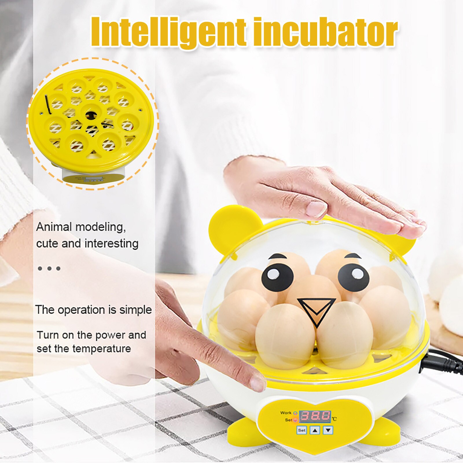 9 Eggs Incubator Intelligent Breeding Brooder Birds Automatic Thermostat Breeding Digital Display Hatching Tool#db4