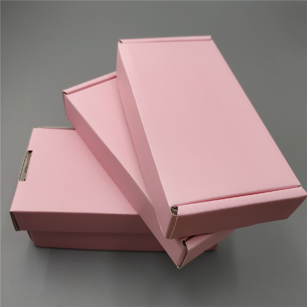 16x8x3cm 10pcs Square Corrugated Box pink Cardboard Box Mailer Birthday Boxes 3-Layer Thicken Paper Box