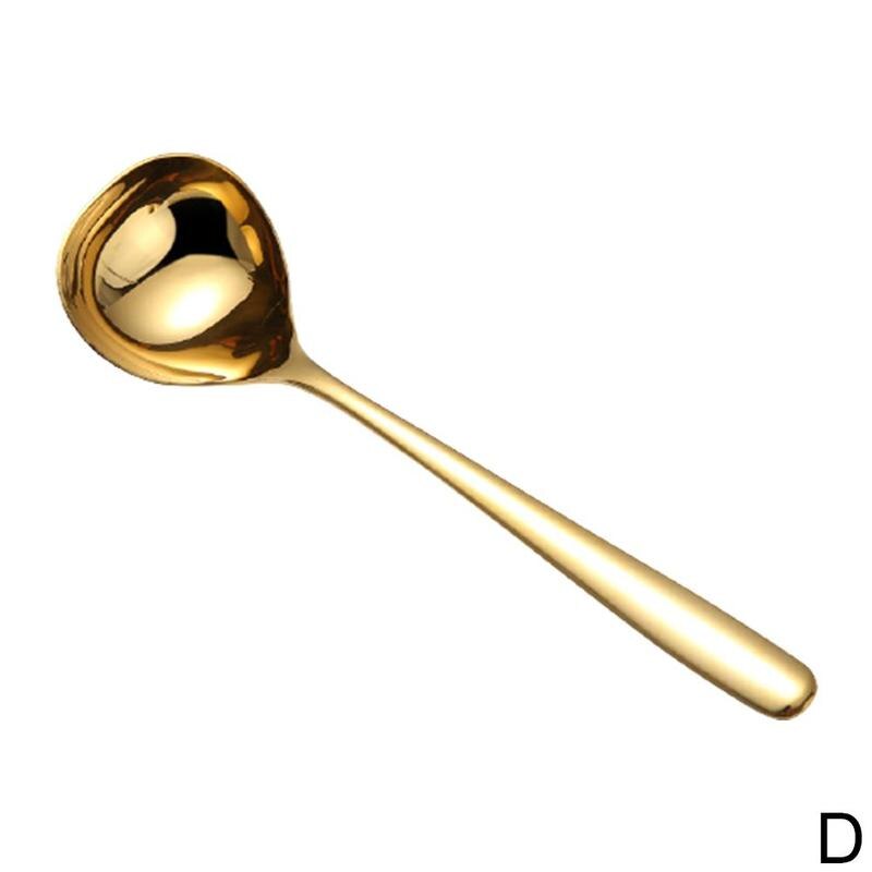 1 Pcs Stainless Steel Spoon Family Soup Spoon Stainless Steel Kitchen Cooking Spoon Household Tableware Supplies: D