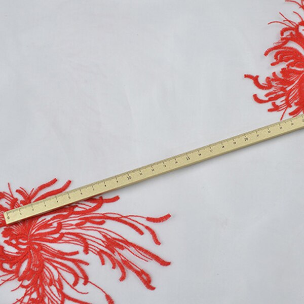 Orange floral embroidery pure silk organza fabric background transparent,SFF199