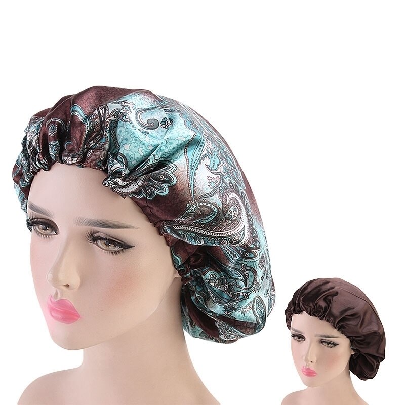 Elastische Band Motorhaube Frauen Doppel Schicht Seidige Durag Headwrap Haar Band Welle Nacht Kappen Blumen Salon Hütte Turban Haar Schmuck: style5