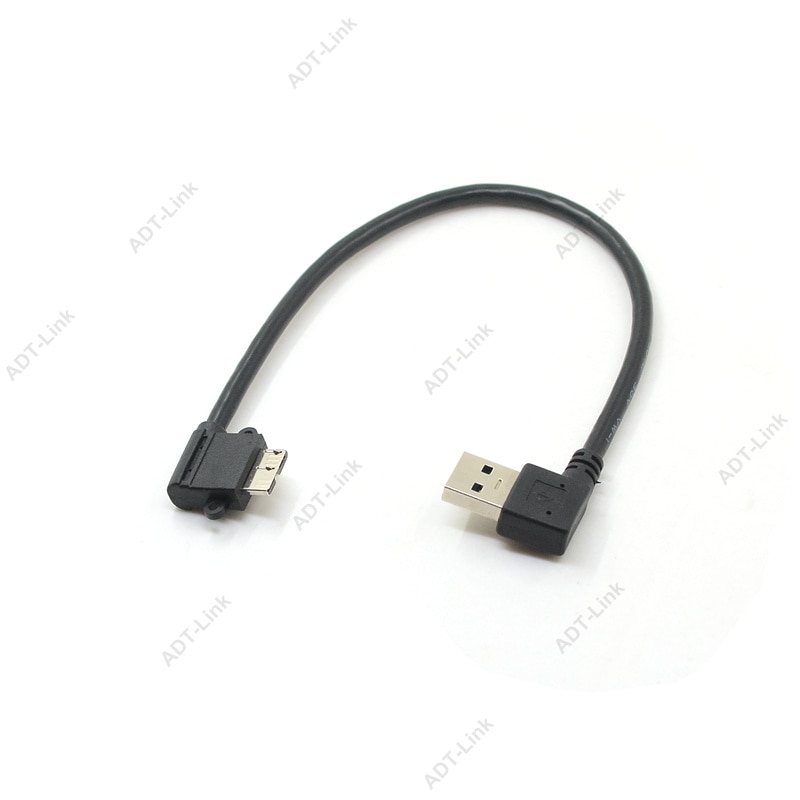 Dobbel albue usb 3.0 kabel venstre og høyre vinklet 90 grader usb 3.0 usb 3.0 a hann til micro b hann 90 graders kabel svart 25cm