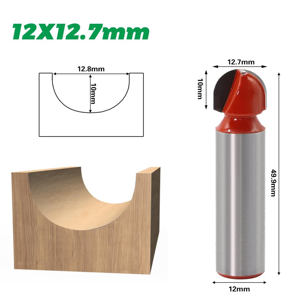 1PC 12mm Shank Core Box Router Bit - 1/4 Radius For Woodworking Cutting Tool: 12X12.7mm
