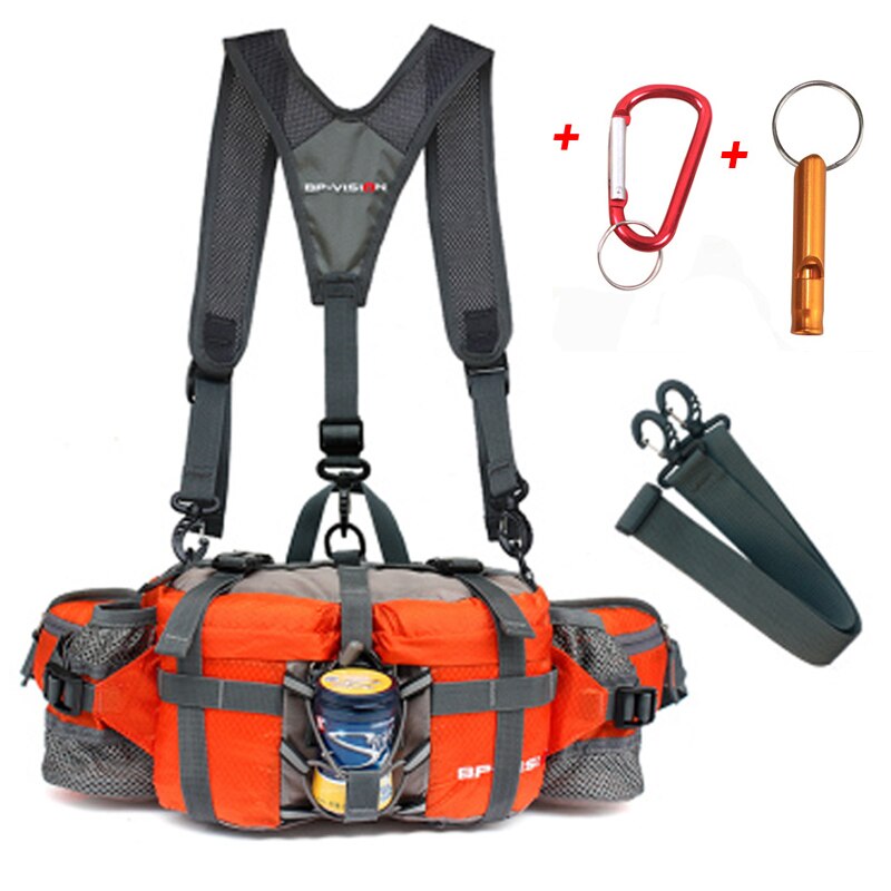 Mochila para senderismo al aire libre , mochila para ciclismo, 11 colores, bolsa para montañismo, multifunción, 6 botellas de agua, 800D: Shoulder Orange