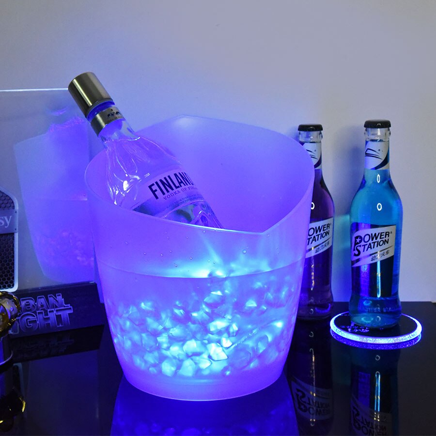 6L 7 Color Waterproof Plastic LED Ice Bucket Bar Nightclub Light Up Champagne Whiskey Beer Bucket Bars Night Party