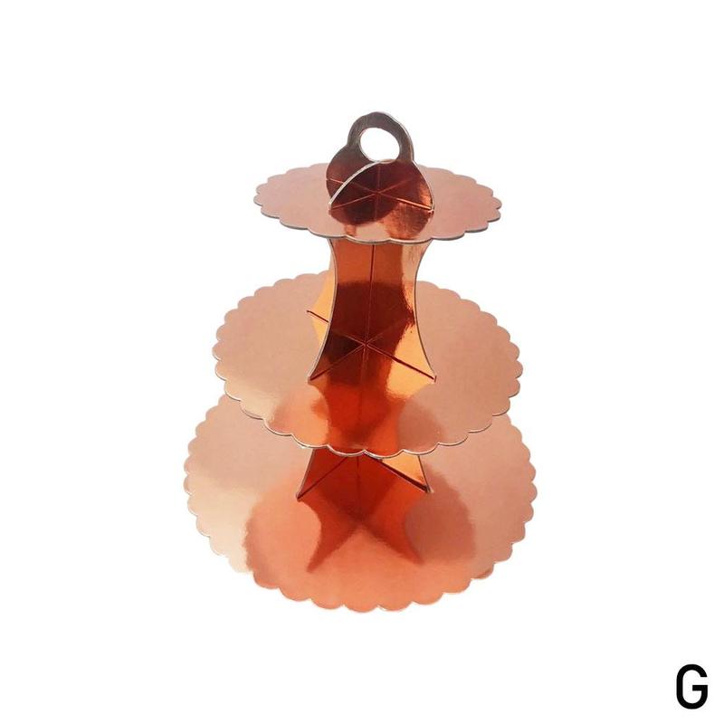 Support de gâteau en carton pour cupcake, objet décoratif à trois étages pour soutenir votre pâtisserie, parfait pour un mariage, anniversaire, une fête prénatale et une soirée: Rose gold