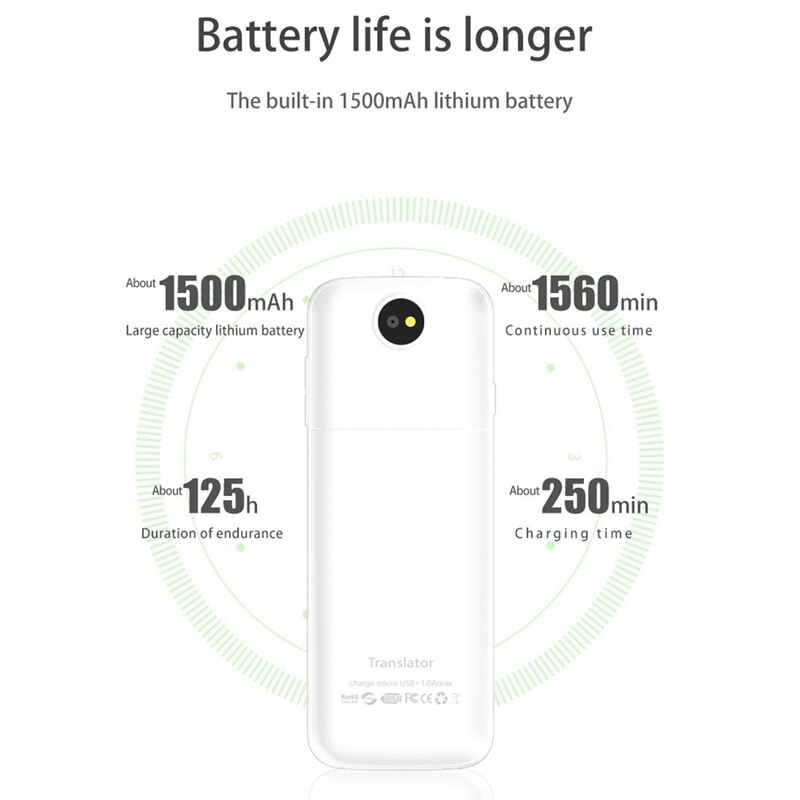 137 Taal Vertaler Smart Vertaler Offline In Real Time Smart Voice Vertaler Draagbare Traduttore Offline (Wit)