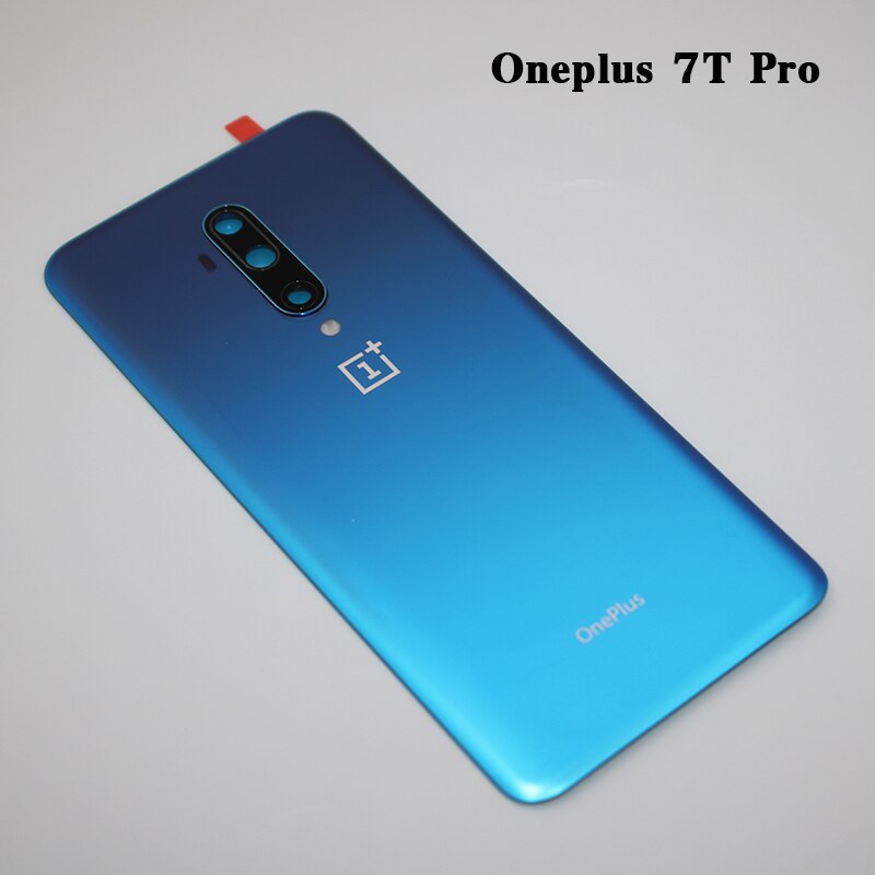 Oneplus – boîtier de batterie pour Oneplus 7 7T Pro 1 + 7T Pro, couvercle arrière en verre avec objectif d&#39;appareil photo et autocollant: 7T Pro Matte Blue