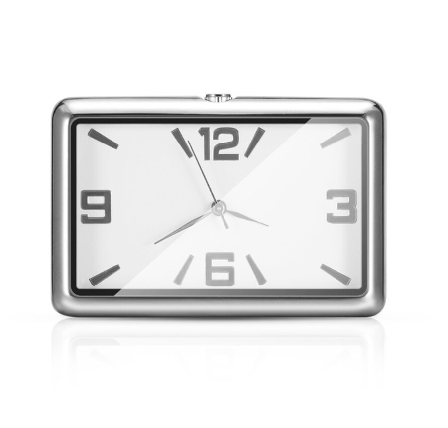 Auto Quartz Horloge Auto Interieur Stick-On Klok Hoogwaardige Auto Voertuig Dashboard Tijd Display Klok In Auto Accessoires: Zilver