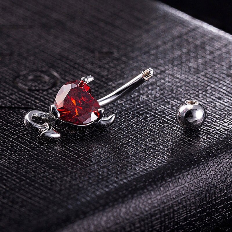 1 Pcs Navel Belly Button Ring Glitter Love Heart Decor Piercing Jewelry Navel Nail UND