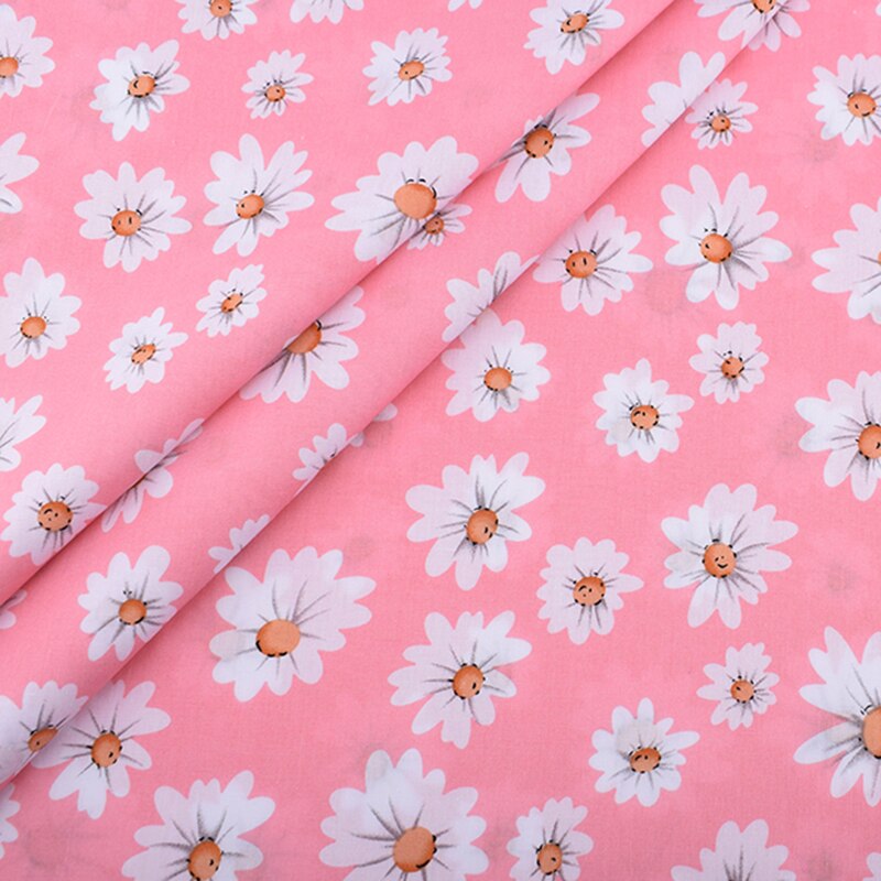 Färskt daisy blommig serie tryckt vanligt bomullstyg, gör-det-själv-quiltning och sömnad av poplinmaterial för baby- och barnklänning, skjorta, kjol: C 1 delar / 100 x 145cm