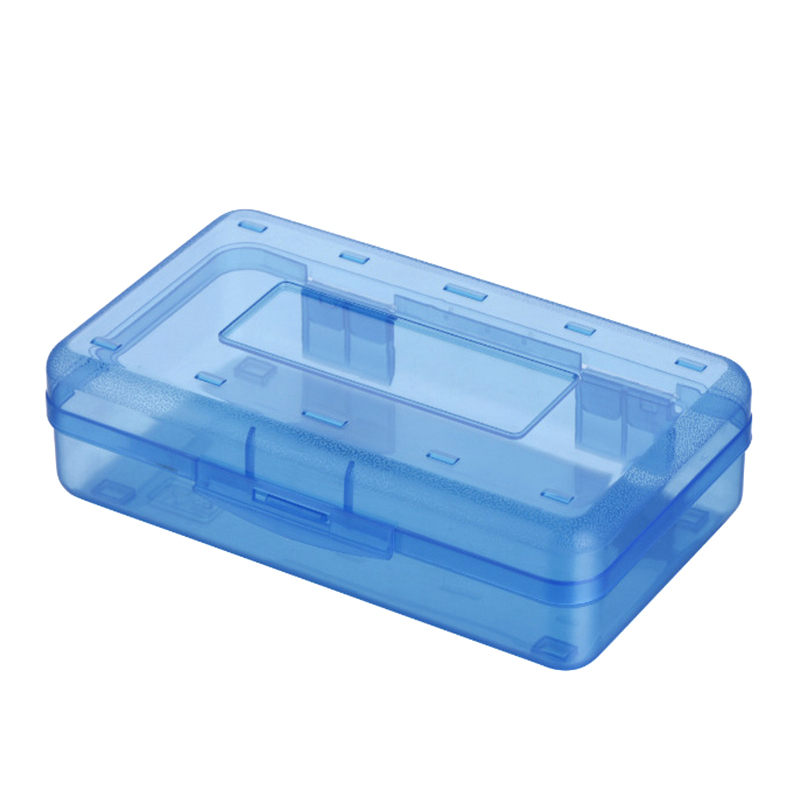 1pcs Transparent Pencil Box Hard Plastic Pencil Case Crayon Pen Box Sketch Pencil Case Stacking Office Supplies Organizer Box: Blue