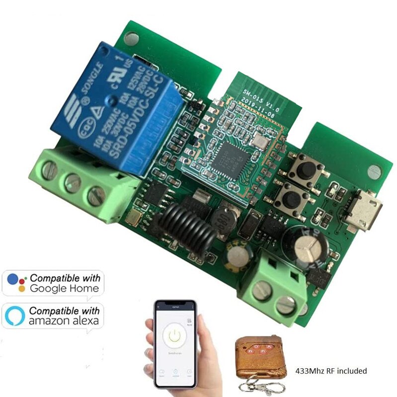 Tuya Zigbee Switch Module With RF433 Zigbee Inching Switch 5-32V DIY Switch Work with Alexa Smartthing Zigbee APP Remote Control
