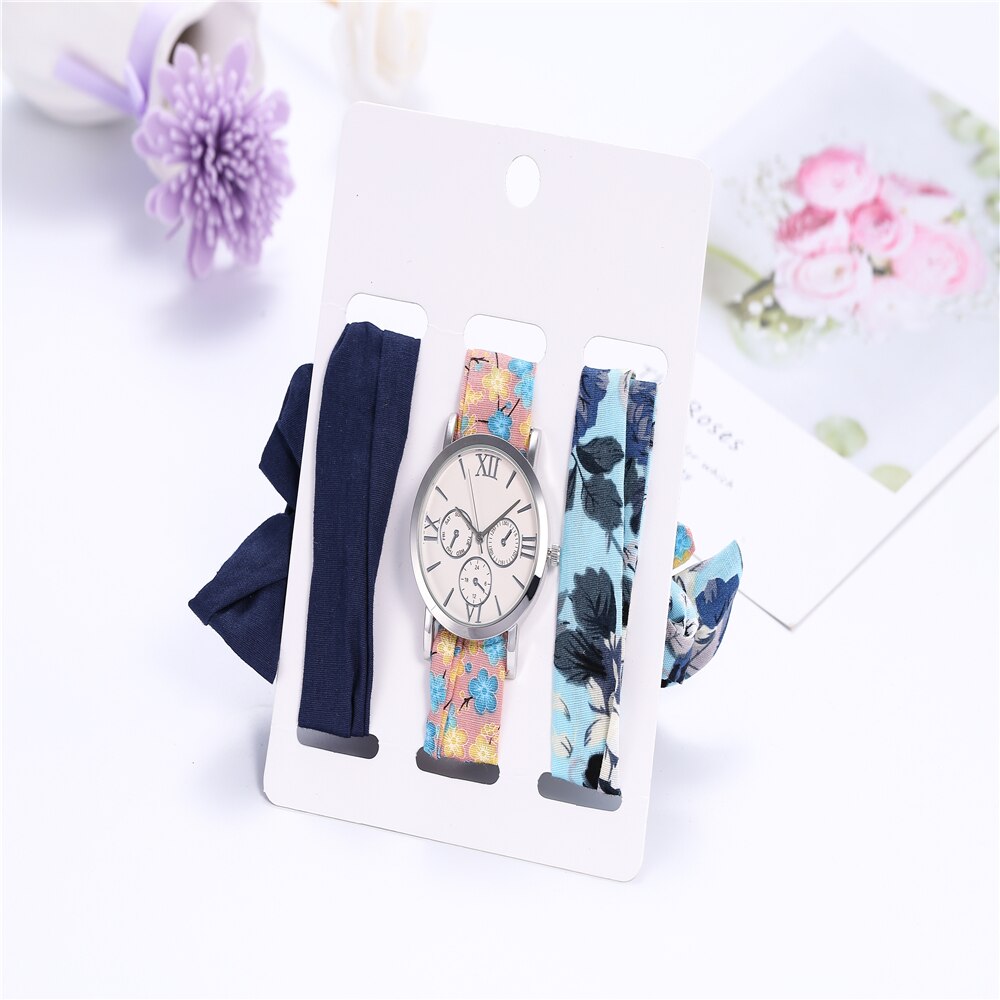 Conjunto de relojes de pulsera para mujer, Set de 3 unidades de relojes informales, bufandas de seda, cinta,: 10