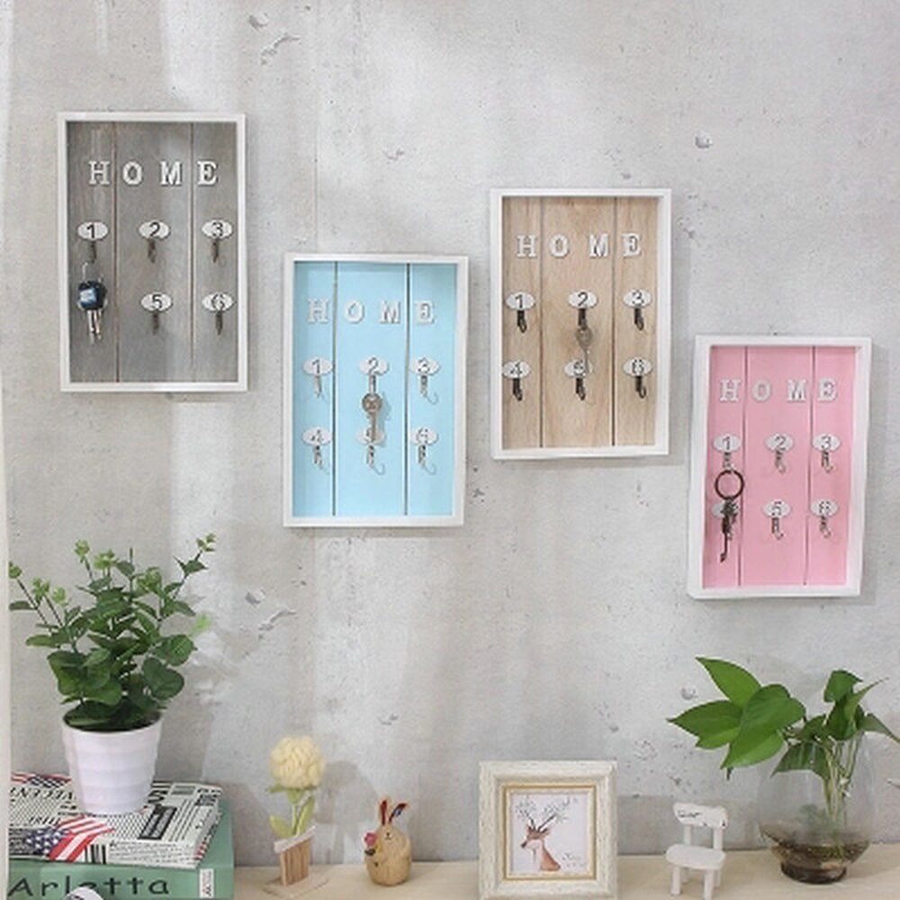 Wall Mounted Key Holder Wooden Key organizer Hanger with 6 Hook Wall Decorative Holder key holder wall minimalist wall hook WF