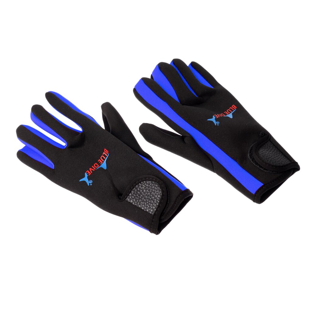 1 par 1,5mm neopreno elástico Five Finger Wetsuits buceo guante para buceo/invierno natación/Kayak/pesca submarina: M Blue and Black