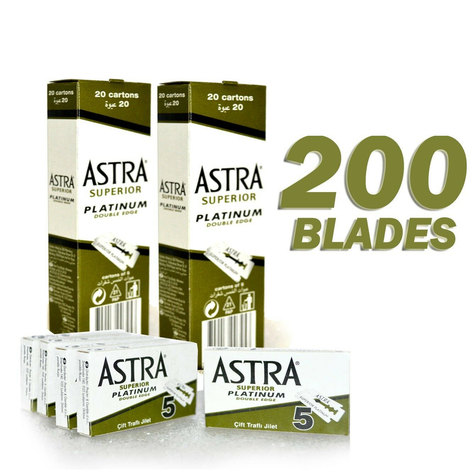 200 pcs Astra Superior Platinum Double Edge Shaving Razor Blades