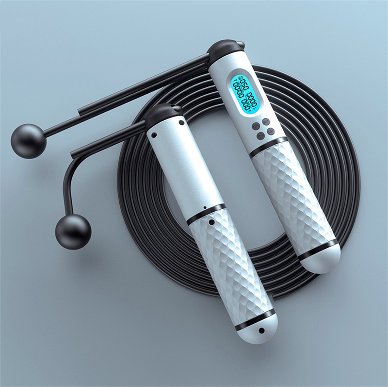Jump Rope Counter Speed Digital Jump Rope Crossfit Gewichtsverlies Draadloze Springtouw Professionele Oefening Fitness Apparatuur: White-black