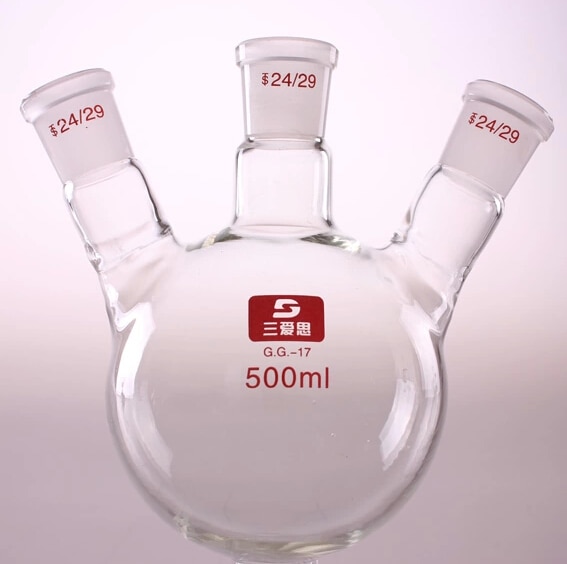 Glass Flask - 500ml - Round Bottom - Straight Neck - 24x3cm