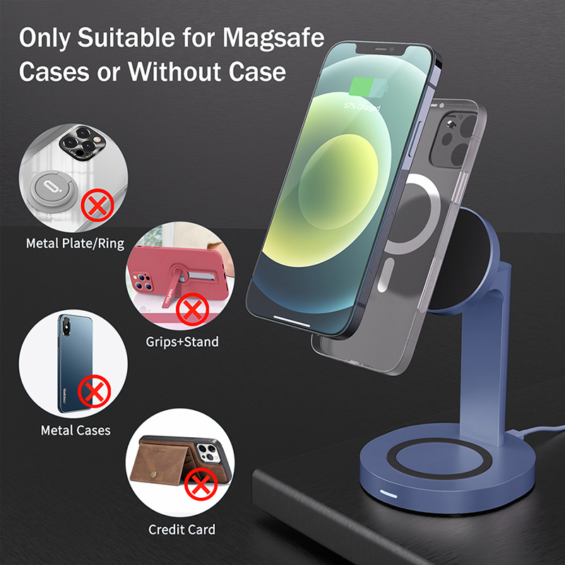 Tragbare magnetische  qi 15w 3 in 1- schnellladestation für iphone 12/12 /13/ iwatch 7/6/ se und airpods pro /2