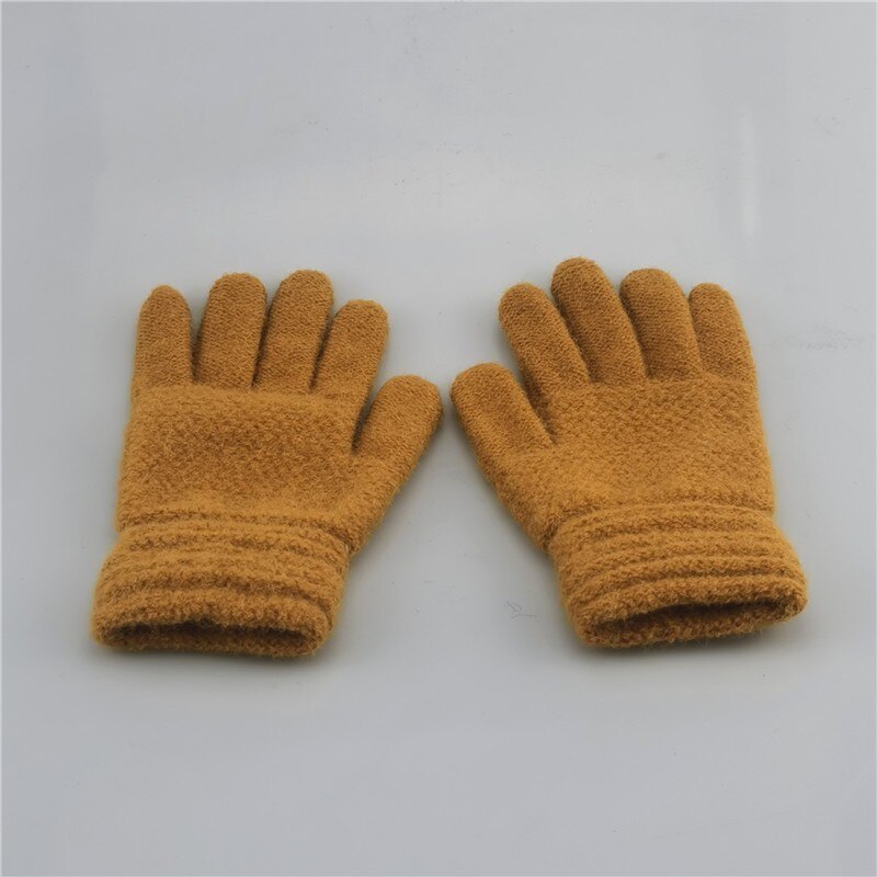 Kids Gloves Baby Girls Boys Winter Warm Solid Knitted Flip Finger Mittens Holodactyly Warm Baby Gloves guantes invierno: Khaki 