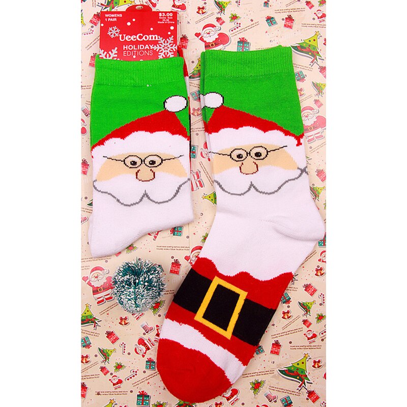 Chaussettes de noël père noël bonhomme de neige en coton, 1 paire, décorations pour la maison, de noël, nouvel an,: A8