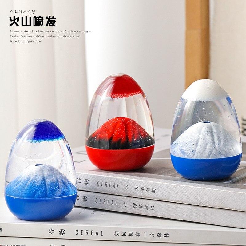 Décorations créatives en forme de sablier, éruption volcanique, filet de goutte d&#39;huile, minuterie rouge, jouet, décoration liquide d&#39;eau, pour enfants, montagne de neige