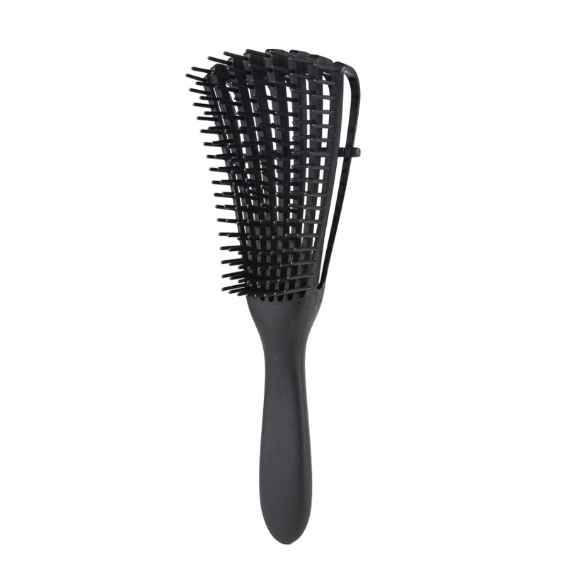 Peine de pulpo para peluquería, cepillo desenredante para cabello rizado, masaje doméstico para mujeres, peine no anudado: Stely  B Black