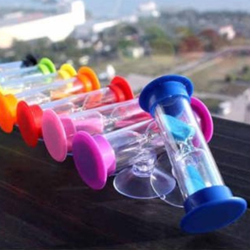 3 Minutes Hourglasses with Suction Cup Children Teeth Brushing Timer Home Decorative Plastic Sand Clock Shower Timer For Kids