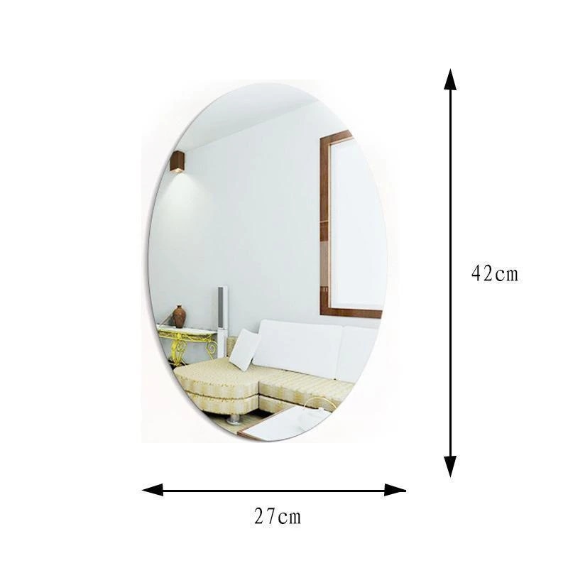 Non-glass Mirror Sticker Mirror Wall Stickers Decal Self-adhesive Tiles Flexible Non Glass Looking Stickers 3D Mirror Wall: Oval L