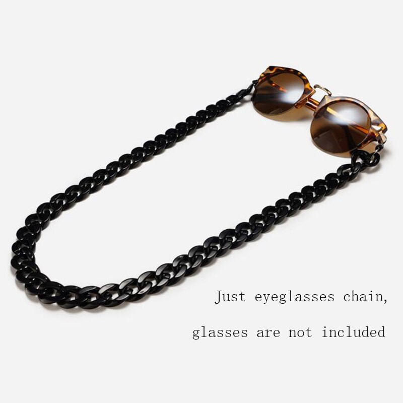 Leopard Acrylic Sunglasses Chain Women Reading Glasses Hanging Neck Chain Largand Glasses Chain Eyeglasses Strap: Black